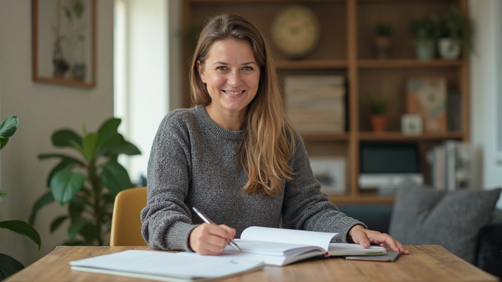 Persoon schrijft doelstellingen en actieplannen in notitieboek